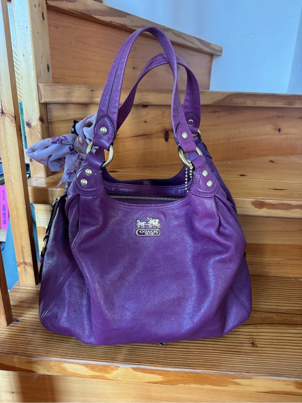 Coach Purple Leather Shoulder Bag